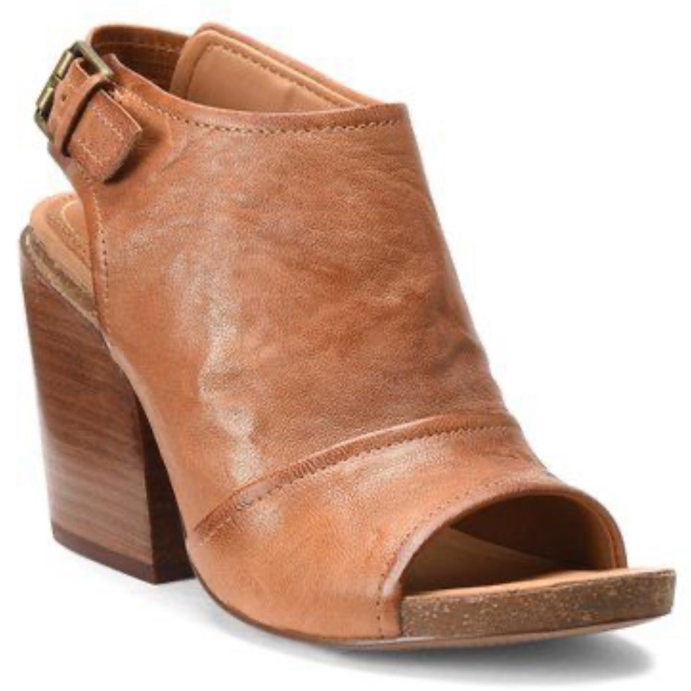 Isola brown leather peep toe booties size 8.5